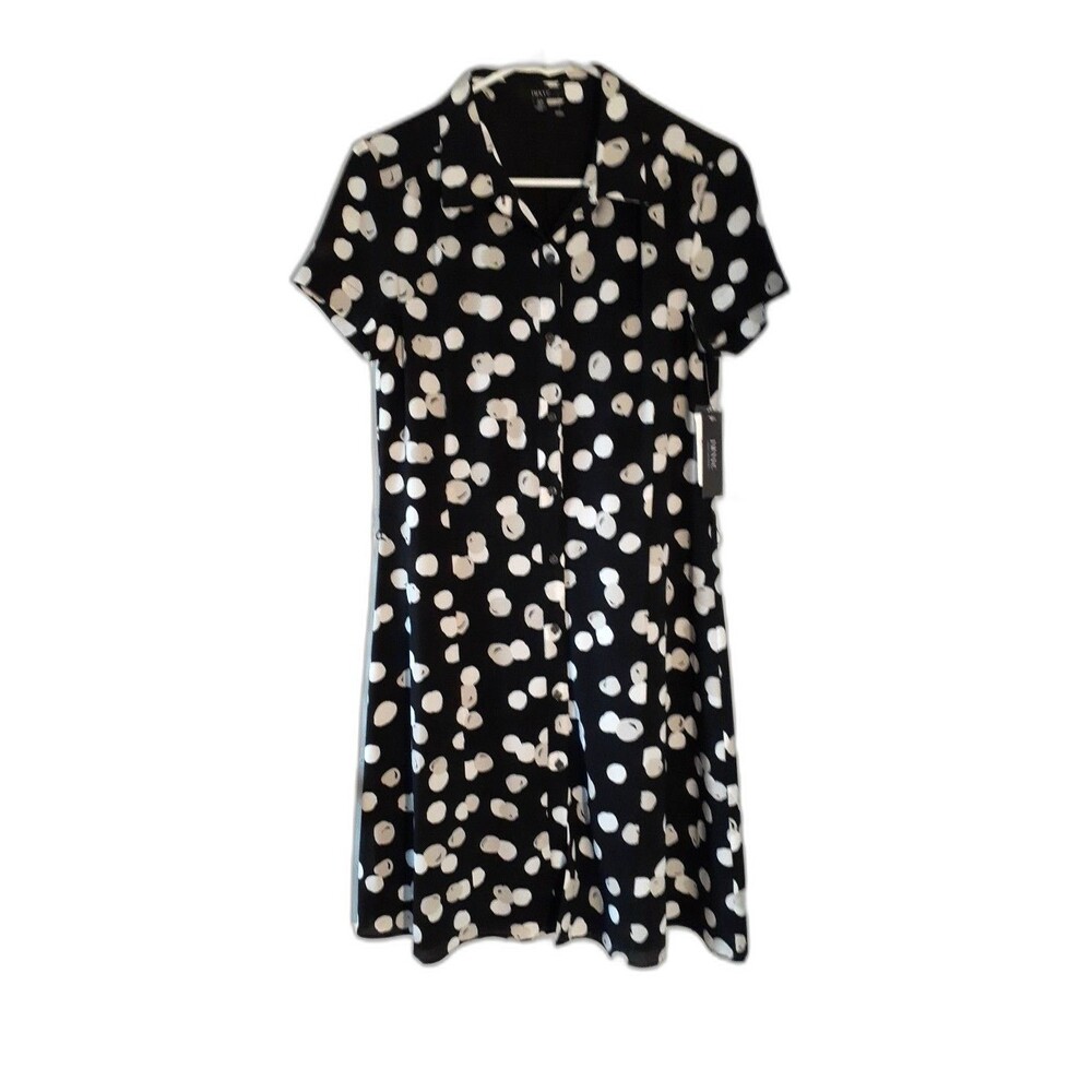 IMNYC Dress s new $119 Black White Career Button Down classic shirt dress small